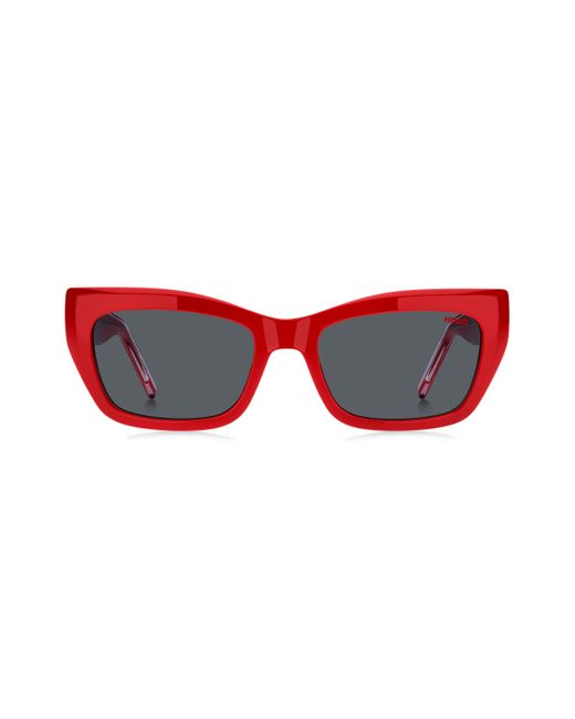 HUGO Red Sonnenbrille aus rotem Acetat mit mehrlagigen Bügeln