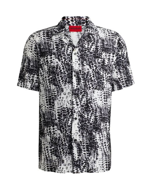 HUGO Blue Relaxed-fit Shirt With Abstract Print for men
