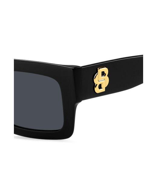 Boss Black Sonnenbrille aus schwarzem Acetat mit Double-B-Monogramm