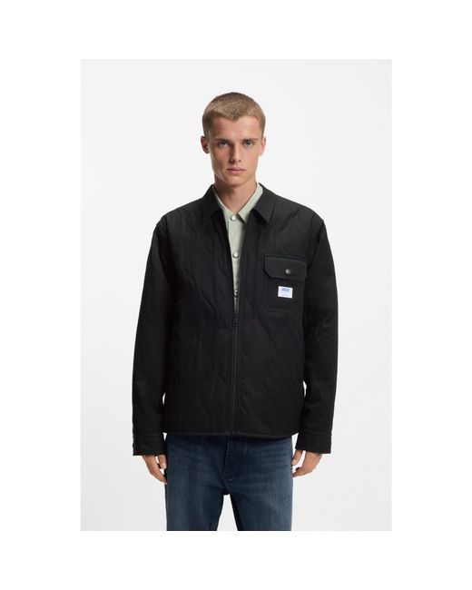 HUGO Black Relaxed-Fit Shirt With Padding for men