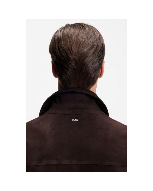 Boss Black Suede Jacket With Press-Stud Closure for men