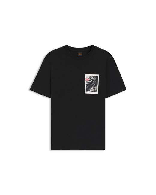 Boss Black Cotton-Jersey T-Shirt With Graphic Print for men