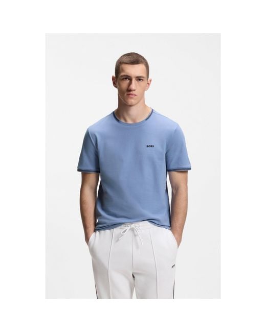 Boss Blue Cotton-Piqué T-Shirt for men