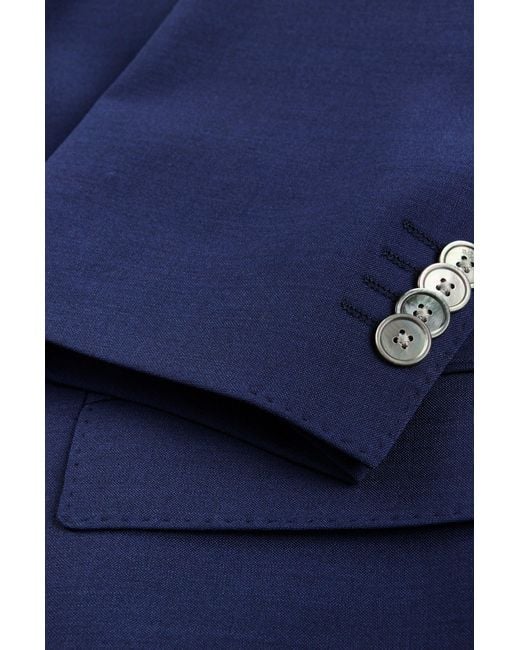 Boss Blue Regular-fit Suit In Crease-resistant Stretch Wool for men