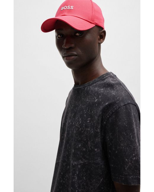 Boss Pink Cotton-twill Six-panel Cap With Embroidered Logo for men