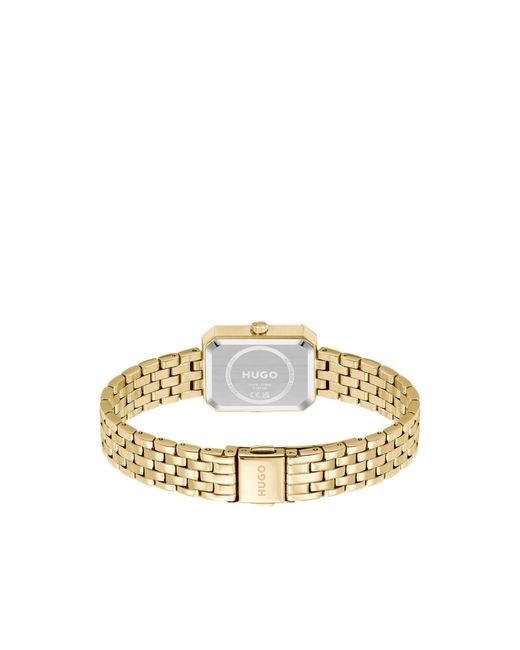 HUGO Metallic Three Hand Quartz Movement Watch For Women #cosy Collection With Light Yellow Gold Stainless Steel Bracelet - 1540179