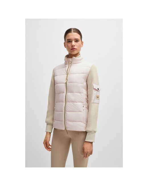 Boss Natural Equestrian Mixed-Material Jacket With Sleeve Pocket