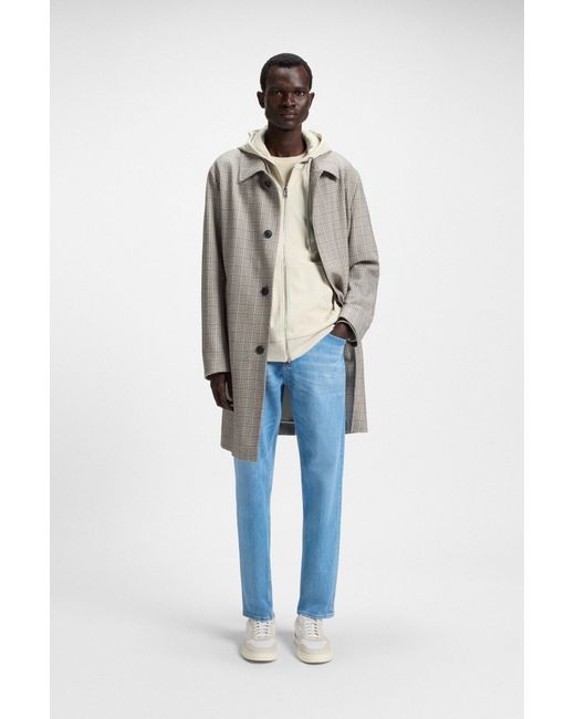 Boss Hoodie Aus Baumwoll-Mix Mit Reißverschluss Und Gemustertem Tunnelzug in Natural für Herren