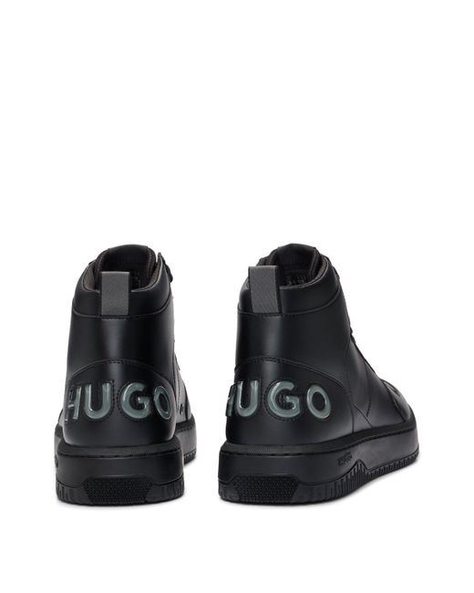 HUGO Black High-Top Trainers With Bubble Branding for men