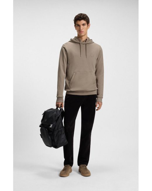 Boss Hoodie Van Katoenen Badstof Met Logopatch in het Natural voor heren