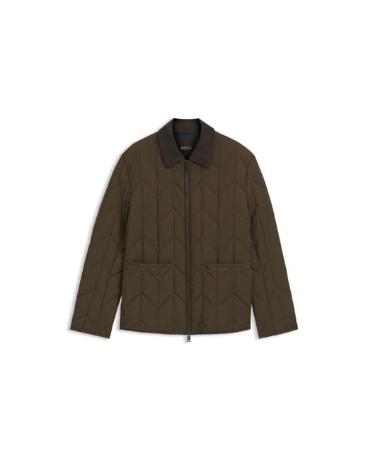 Boss Brown Water-Repellent Jacket With Nubuck Trims for men