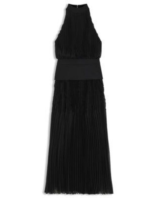 Robe Longue Plissée À Empiècement Uni Boss en coloris Black