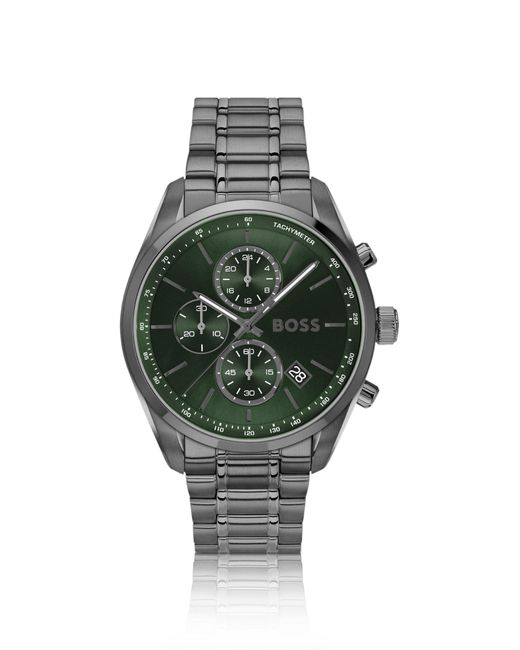 Boss Grand Prix 44 Grau Beschichteter Chronograph Mit Grünem Zifferblatt in Green für Herren