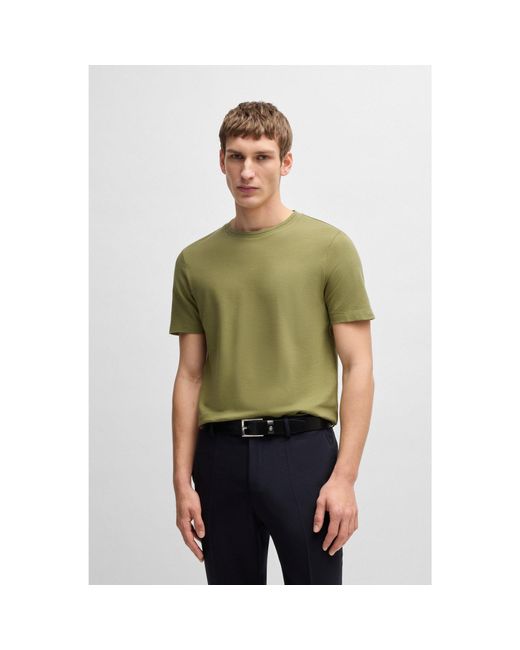 Boss Green Cotton-Blend T-Shirt With Bubble-Jacquard Structure for men