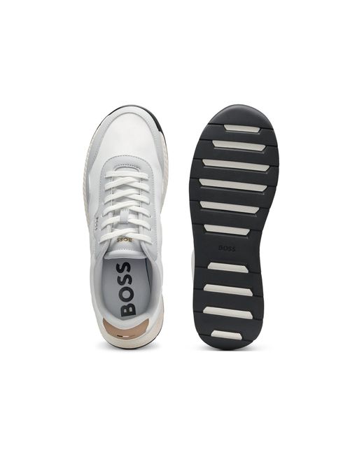 Boss Lage Sneakers Met Een Gestructureerde Bovenzijde in het White voor heren