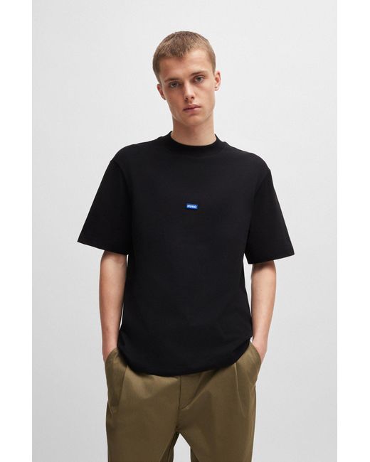 HUGO Black Small Logo Block Cotton T-shirt for men
