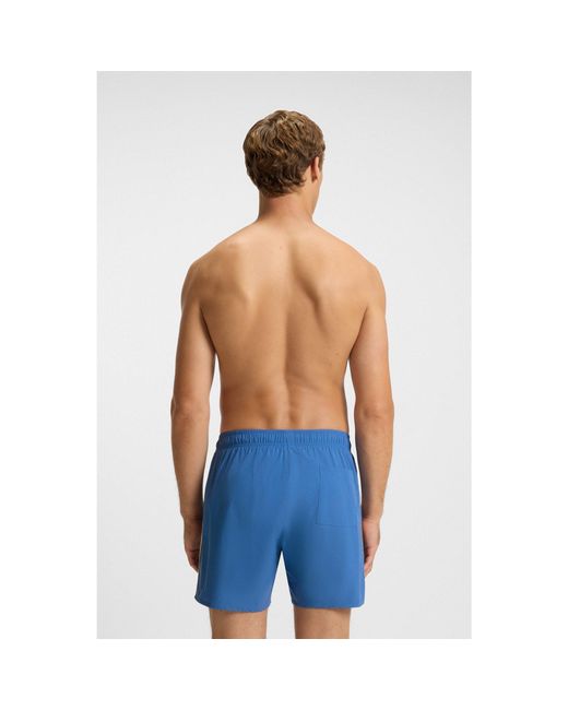 Boss Blue Swim Shorts With Signature Stripe And Logo for men