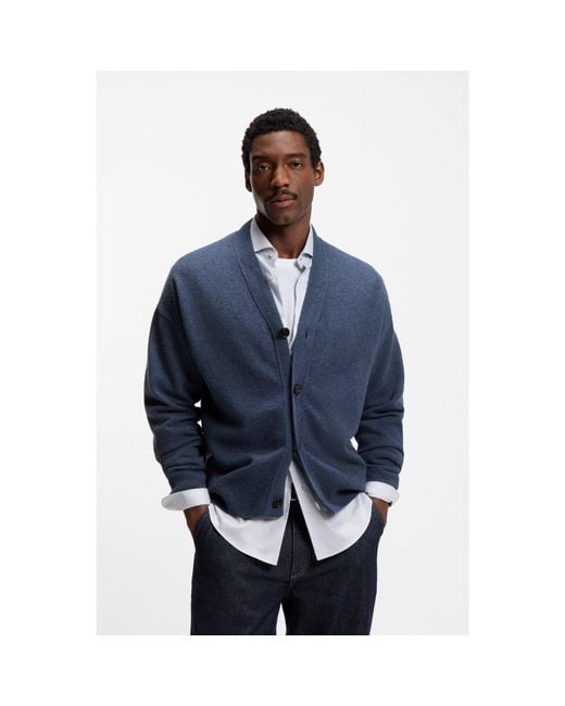 Boss Blue Relaxed-Fit Cardigan for men