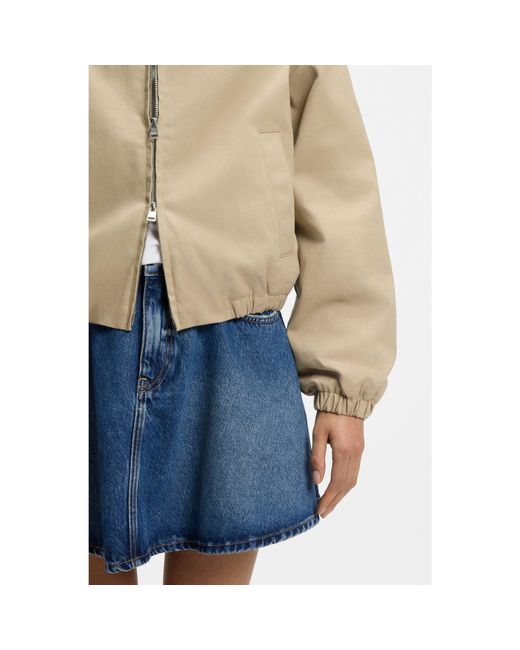 HUGO Blue Stretch-Cotton Jacket With Contrast Corduroy Collar