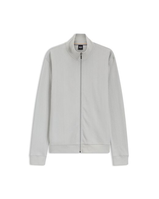 Boss Gray Cotton-Blend Jacket With Waffle Structure for men