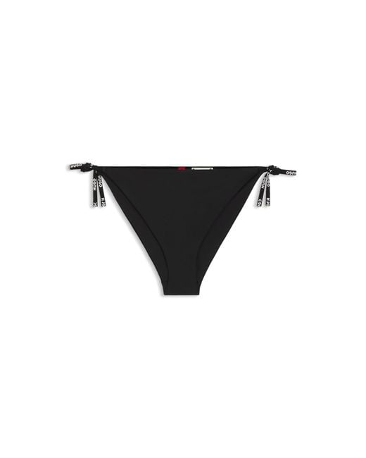 HUGO Black Bikini Bottoms With Logo Ties
