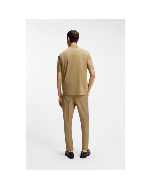 Boss Natural Cotton T-Shirt With Double-B-Monogram Badge for men