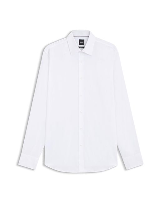 Boss Slim-Fit Overhemd Van Gemakkelijk Te Strijken Katoenen Popeline in het White voor heren