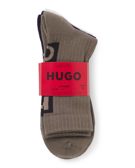 HUGO Set Van Drie Paar Korte Sokken Met Verticale Logo's in het Brown voor heren