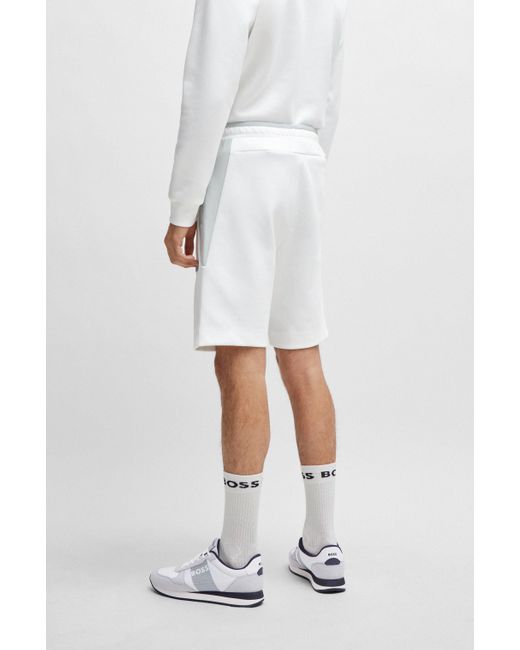 Boss Shorts aus Baumwoll-Mix mit erhabenem 3D-Logo in White für Herren