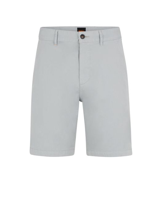 Boss Slim-Fit Shorts aus elastischem Baumwolle-Twill in Gray für Herren