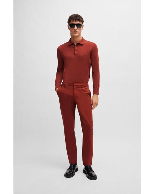 Boss Red Slim-fit Chinos In Stretch-cotton Gabardine for men