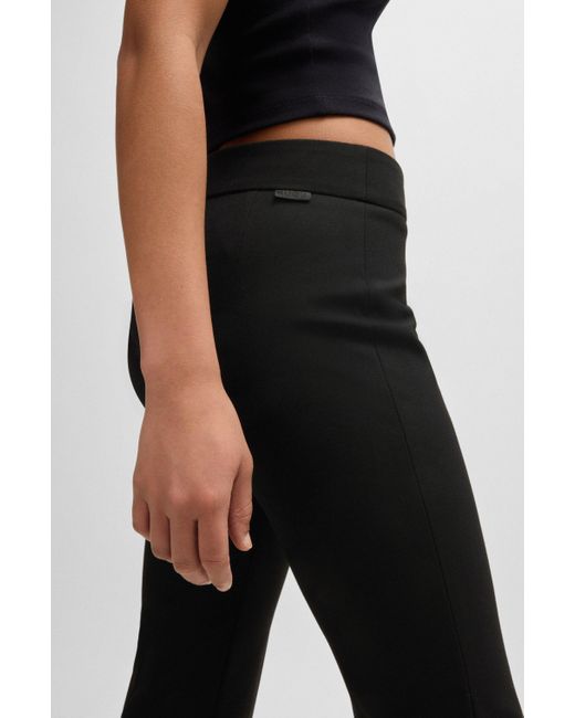 HUGO Black Slim-fit Trousers In Stretch Fabric