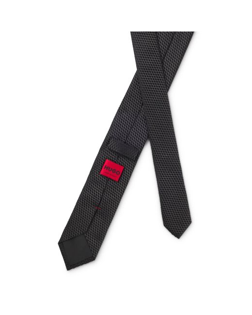 HUGO Black Silk Tie With Jacquard Pattern for men