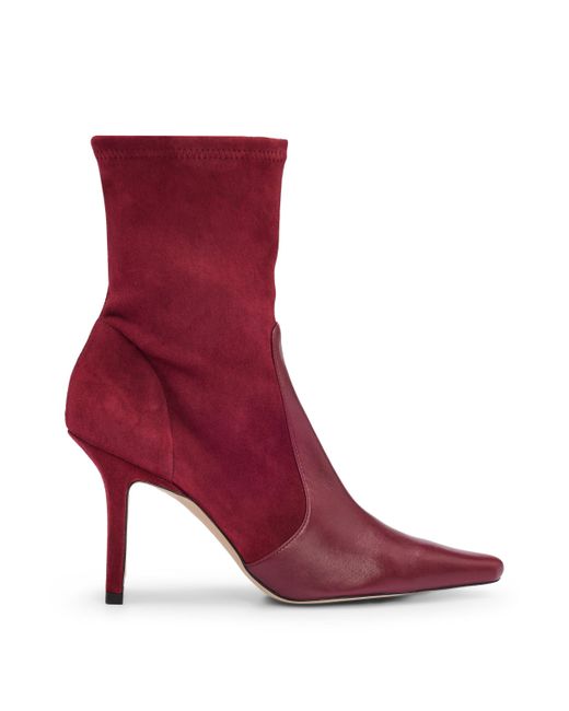 Boss Red Ankle Boots In Suede And Leather With Side Zip