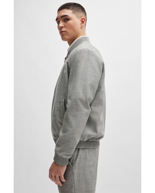 Veste Slim Fit en tissu effet lin HUGO pour homme en coloris Gray