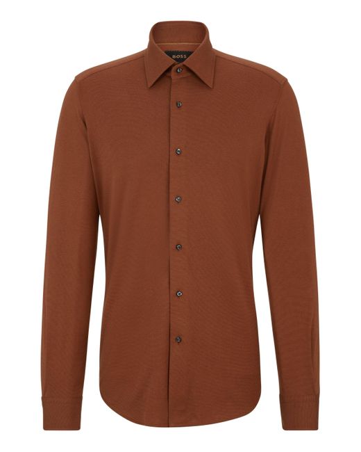 Chemise Regular Fit en jersey de coton mélangé Boss pour homme en coloris Brown