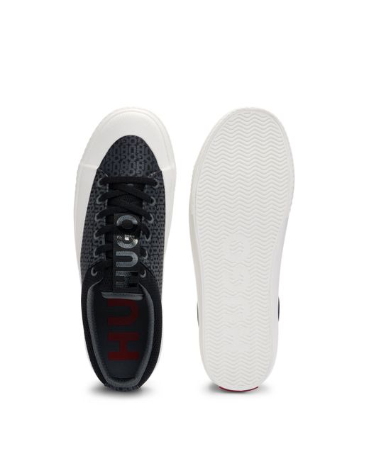 HUGO Black Repeat-logo Trainers With Rubber Sole for men