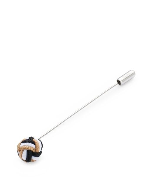 BOSS by Hugo Boss Natural Stainless-steel Lapel Pin With Signature-stripe Knot for men