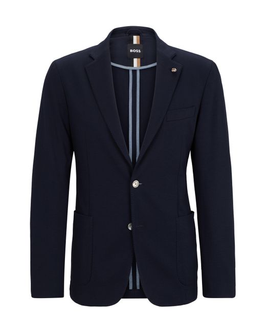 Boss Slim-Fit Sakko aus elastischem Interlock-Jersey in Blue für Herren