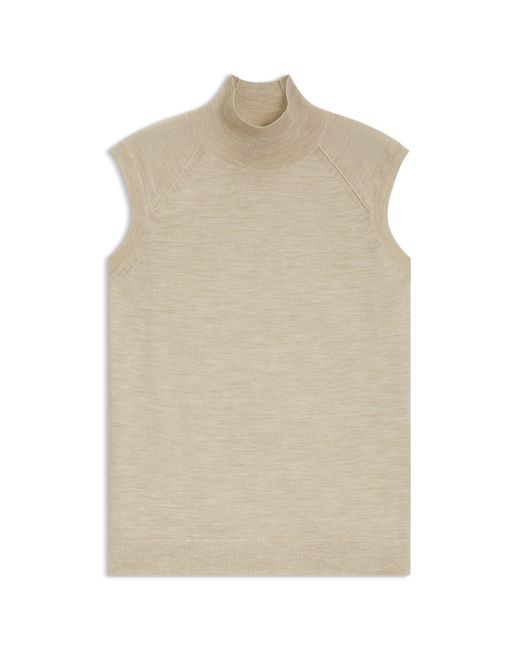 Boss Natural Sleeveless Mock-Neck Sweater