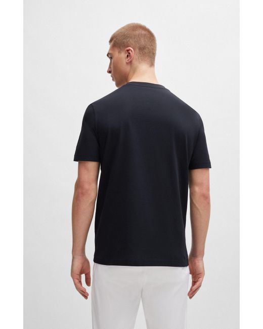 Boss Black Cotton-jersey Regular-fit T-shirt With Mesh Logo for men