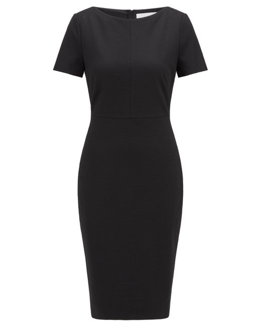 BOSS by HUGO BOSS Kleid aus Stretch-Jersey mit durchgehendem Reißverschluss  hinten in Schwarz | Lyst DE