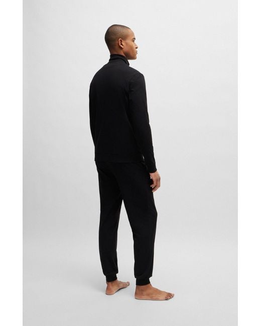 Boss Black Stretch-cotton Regular-fit Tracksuit With Signature Details for men