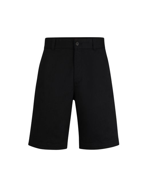 HUGO Black Regular-Fit Shorts With Slim Leg And Buttoned Pockets for men