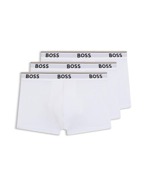 Lot de trois boxers courts en coton stretch ornés de logos à la taille Boss pour homme en coloris White