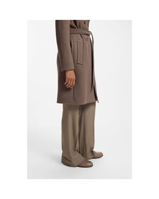 Boss Brown Leather Loafers With Chain Trim And Logo Detail