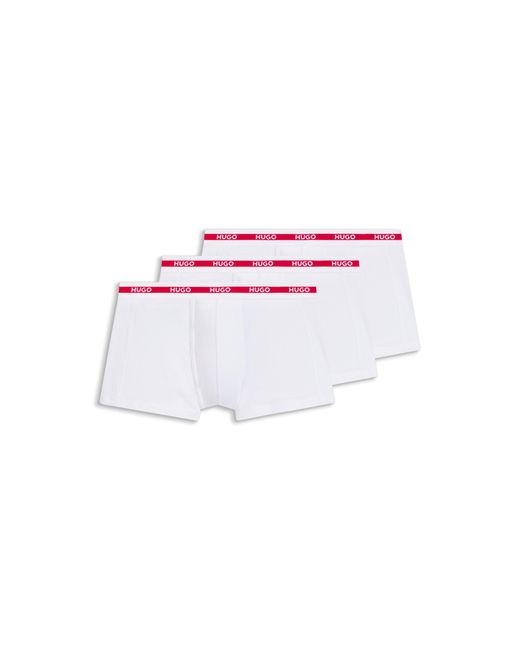 HUGO Natural Three-Pack Of Stretch-Cotton Trunks With Logo Waistbands for men