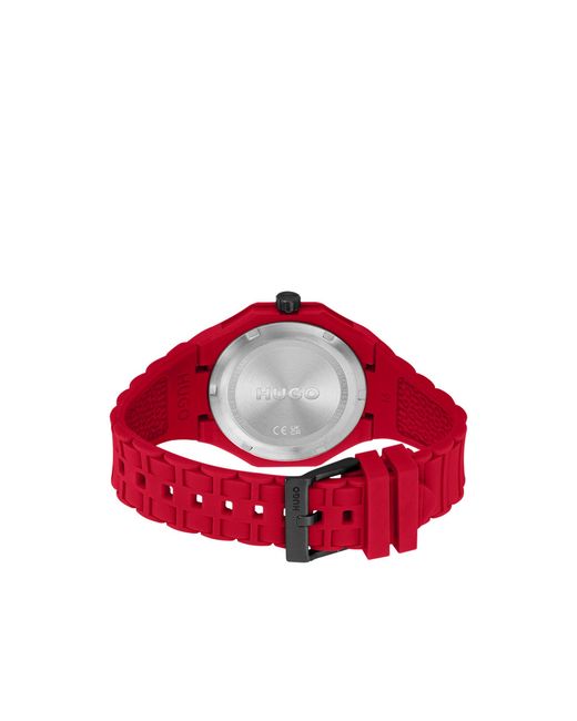 HUGO Red Watch With Tonal Silicone Strap for men