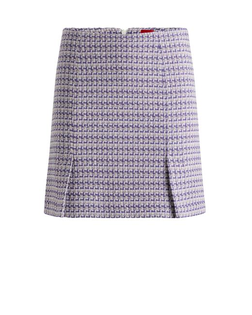 HUGO Purple Patterned Mini Skirt In A Cotton Blend