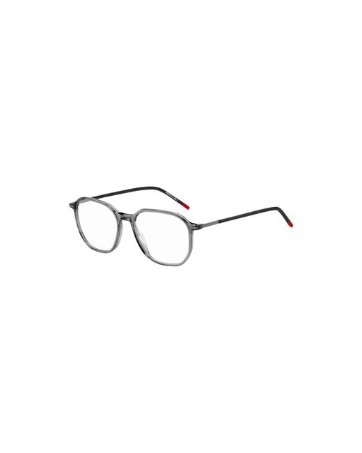 HUGO Gray Transparent-Acetate Optical Frames With Branded Temples for men